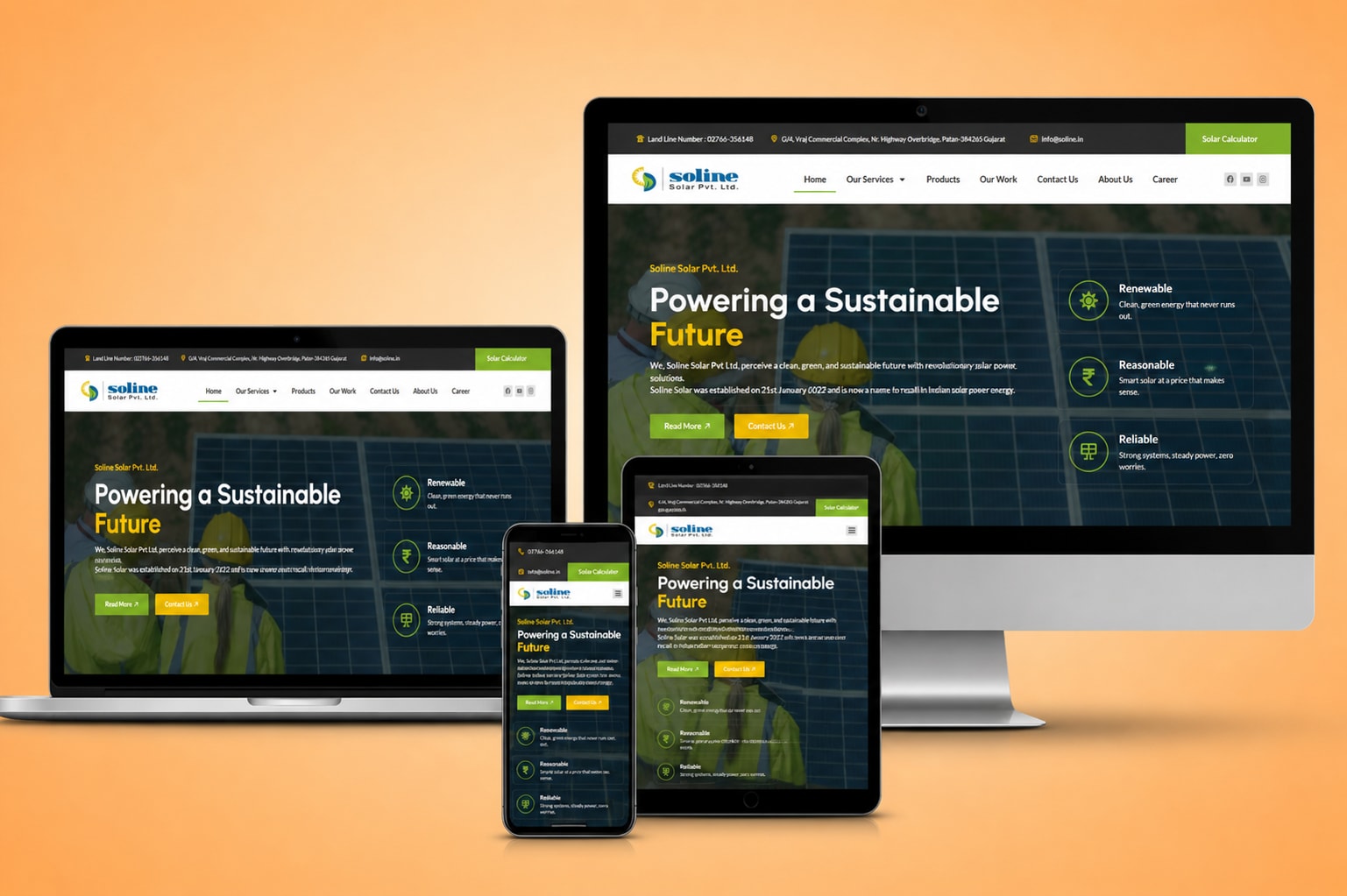 Soline Solar Renewable Energy Solutions Website