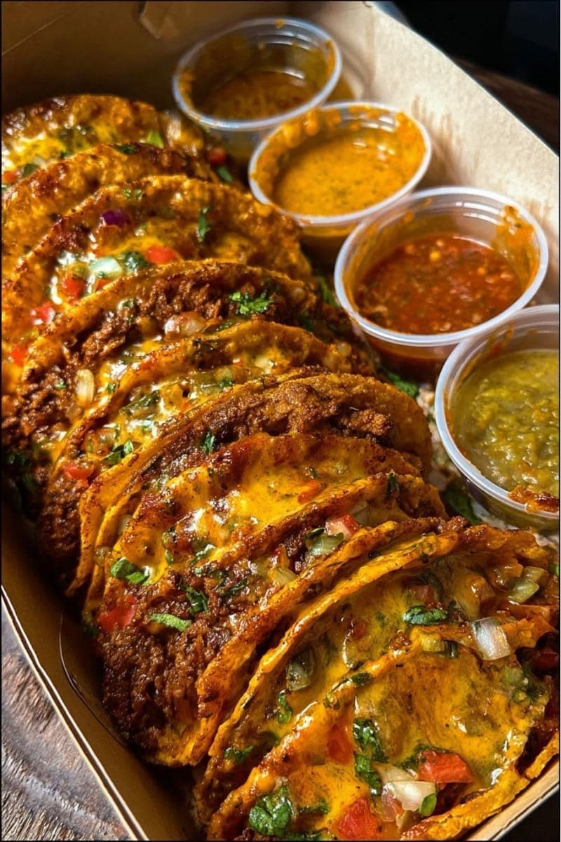 Beef birria quesatacos with consommé