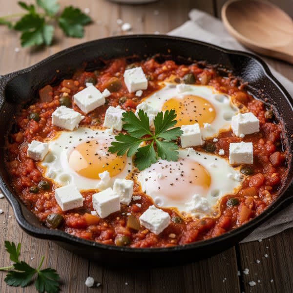 Shakshuka mit Feta und Petersilie
