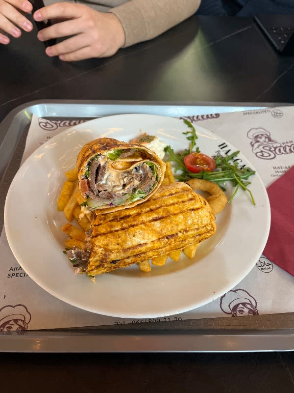 Grilled Beef Doner Wrap with Crispy Fries