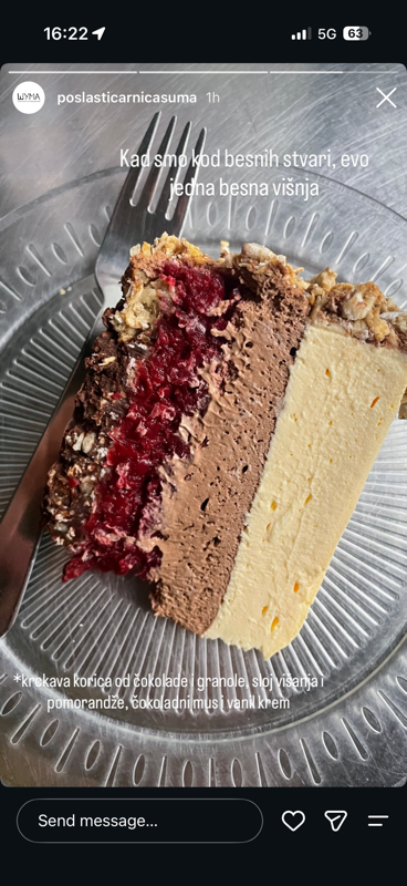 High-protein cherry chocolate mousse cake
