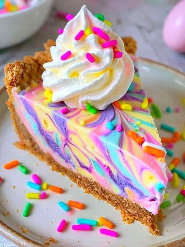 Cheesecake arc-en-ciel tourbillonné