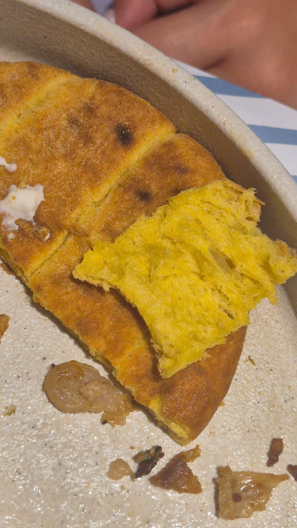 Golden turmeric flatbread with garlic confit