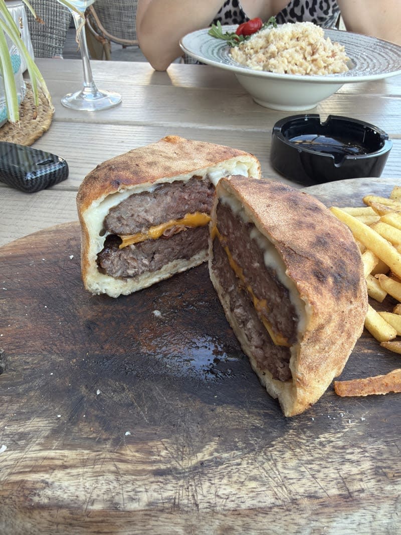 Wood-Fired Pizza Dough Double Cheeseburger