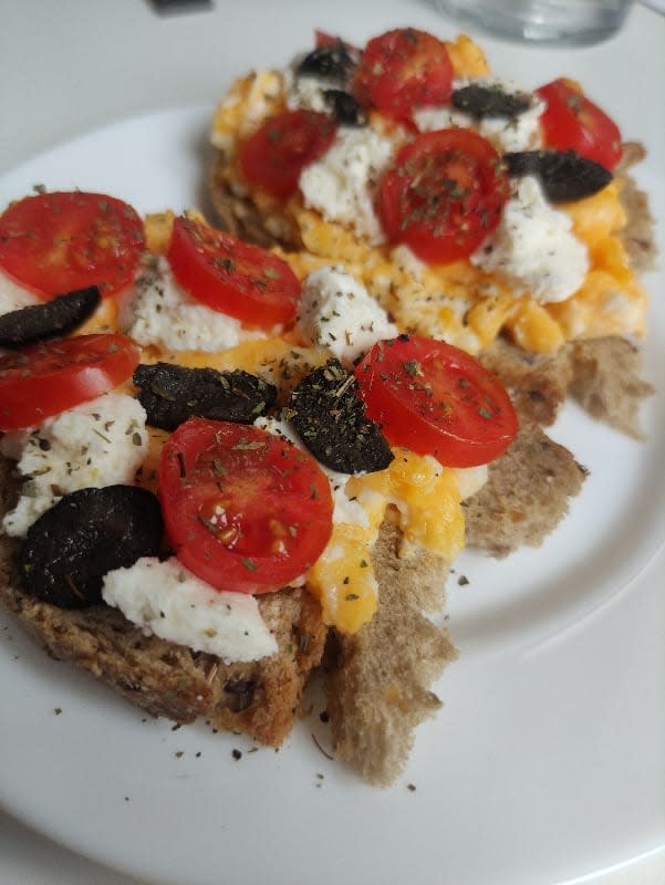 Mediterranean Scrambled Egg Toast