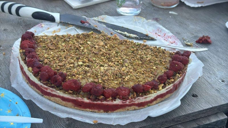 Pistachio and Raspberry Raw Tart