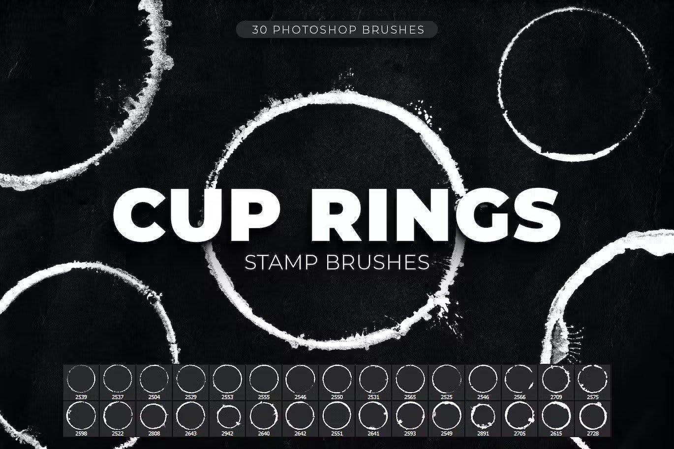 30 Coffee Cup Rings Photoshop Brushes