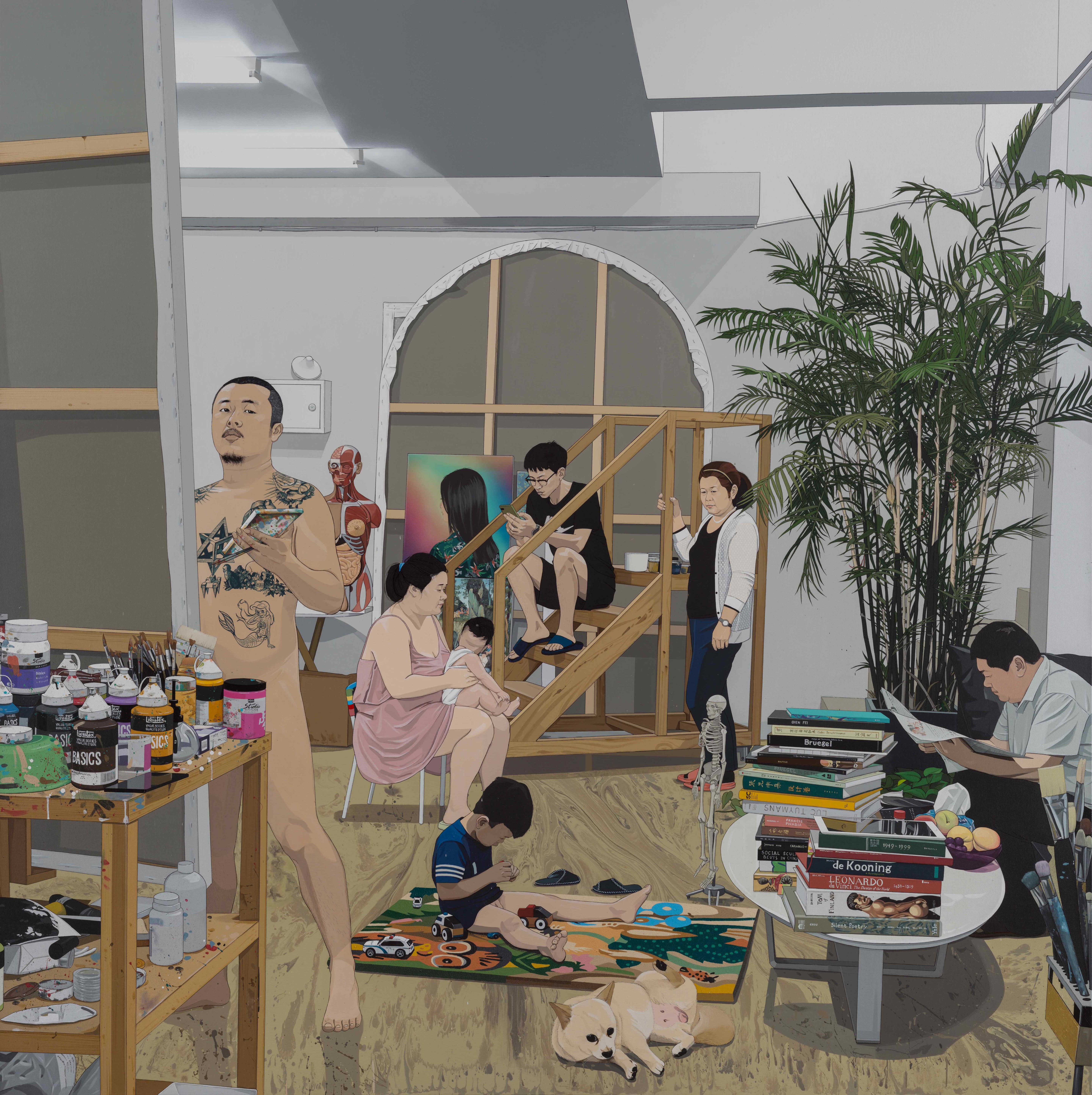 painter and family 画家和家庭, 2018 by chen fei