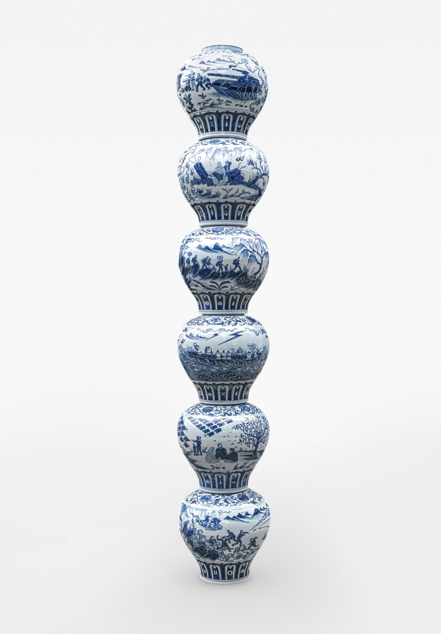 Ai Weiwei Stacked Porcelain Vases as a Pillar Art Basel