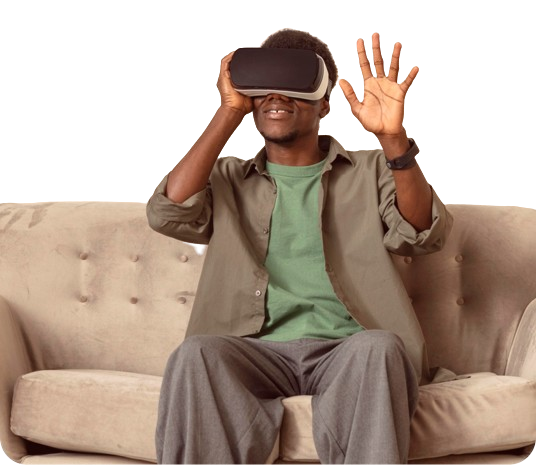 Image of a guy using 3D glass.