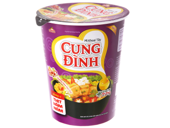 Mikoem Cung Dinh Potato Noodles, Meat Stew with Mushrooms, 65g - Box of 24 Cups