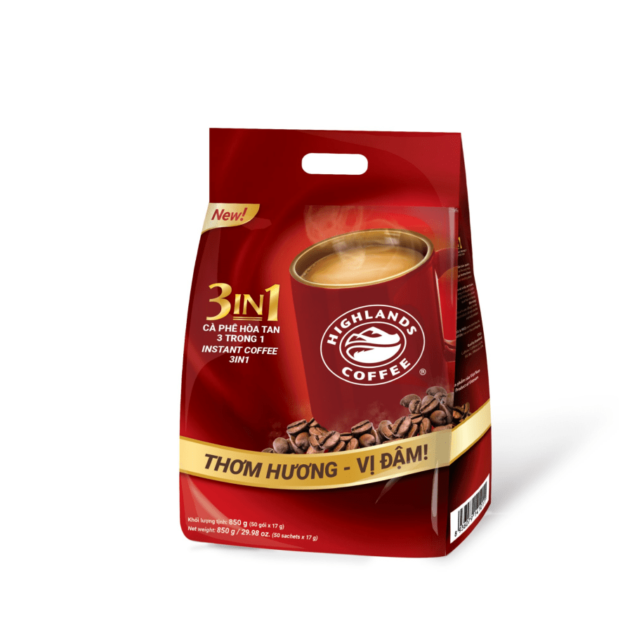 Highlands Coffee 3 in 1 Instant Milk Coffee, 50 pack/Bag