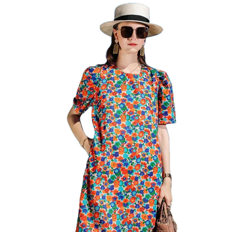 Wholesales vietnam elegant vintage dress short sleeve casual woman dress