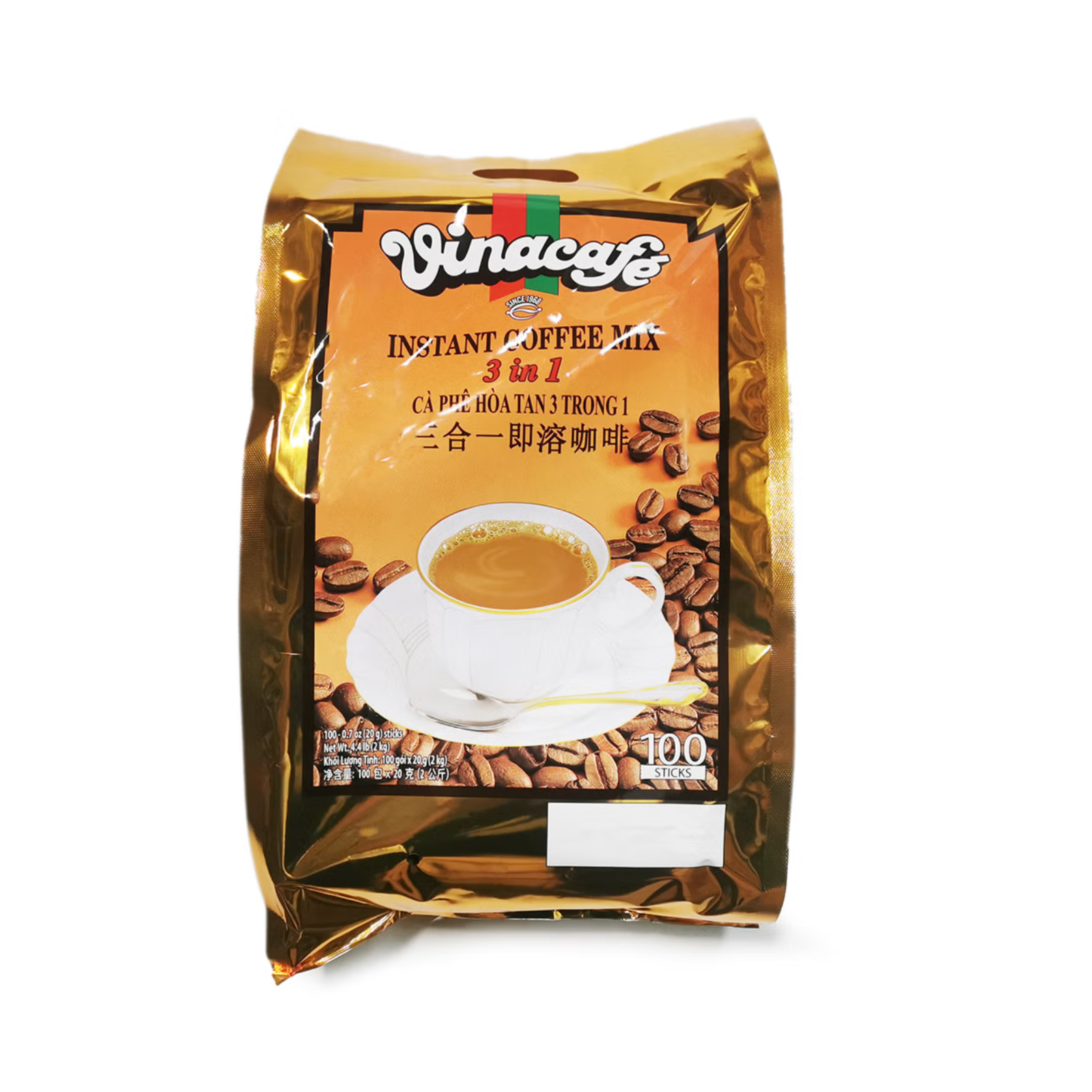 Vinacafe Premium Coffee Mix, 100 Coffee Sticks Single Serves | Dakoli