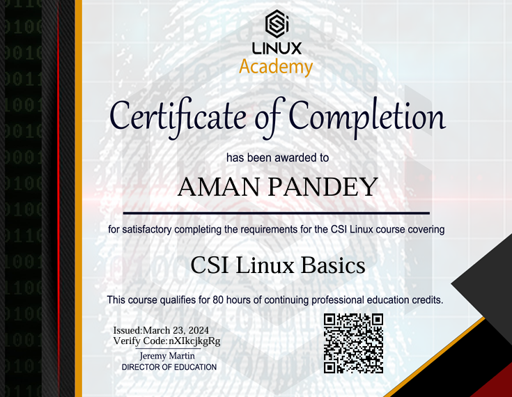 CSI Certificate