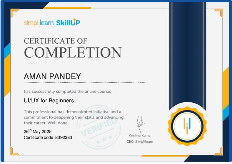 UI , UX for Beginners certificate