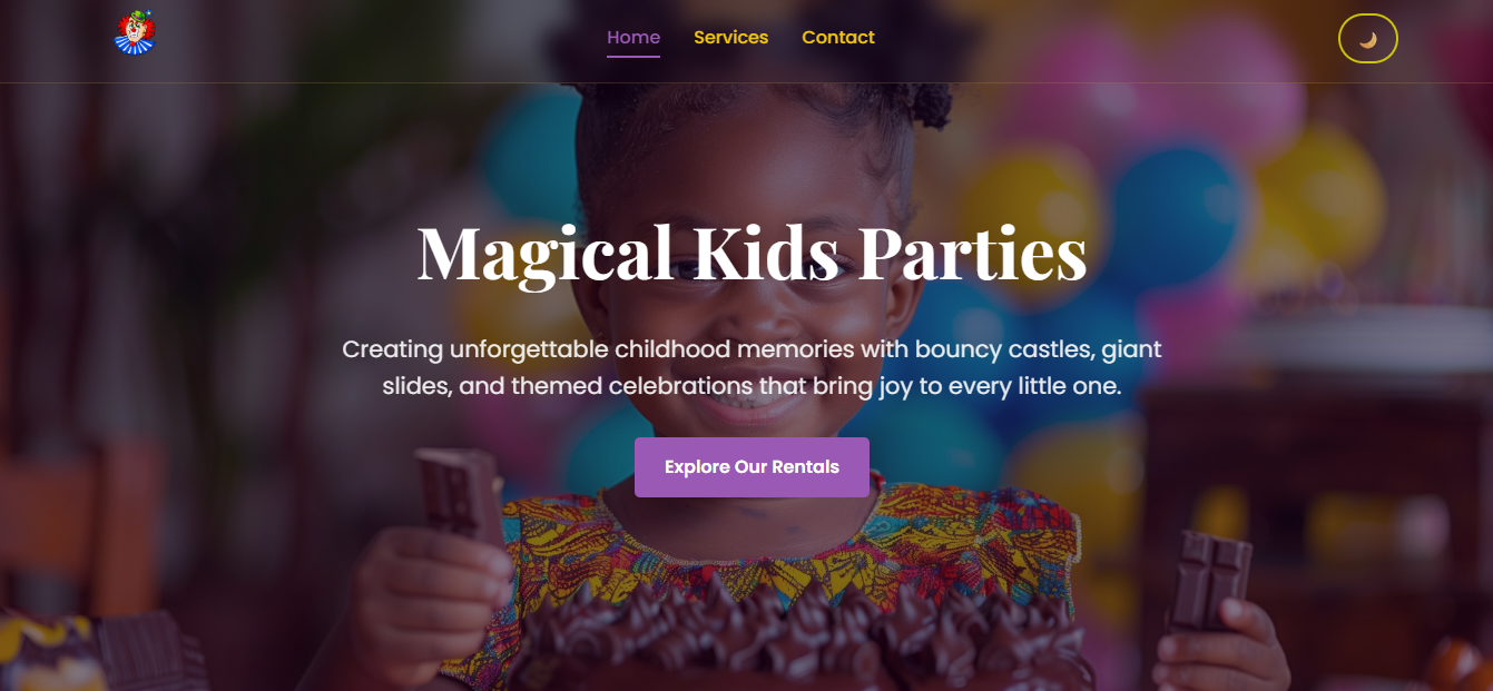 Centy Kiddies Event Planner website screenshot