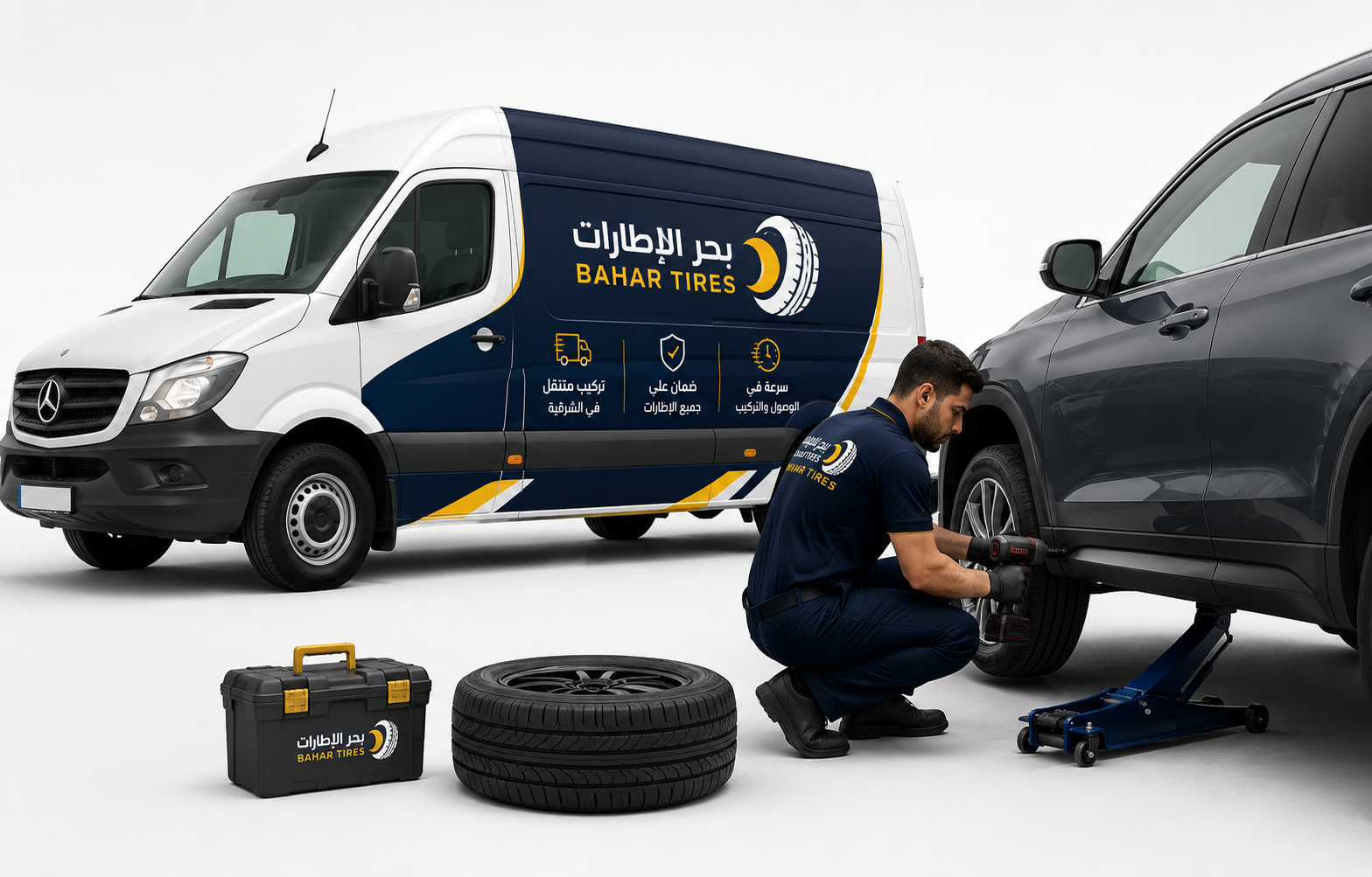 تركيب إطارات متنقل في الشرقية