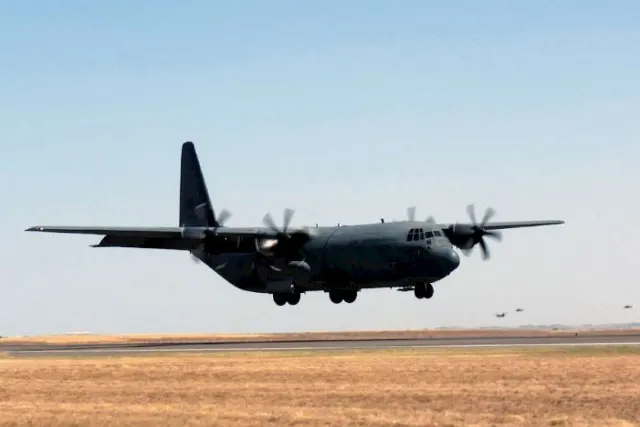 Military cargo aircraft representing government and defense logistics