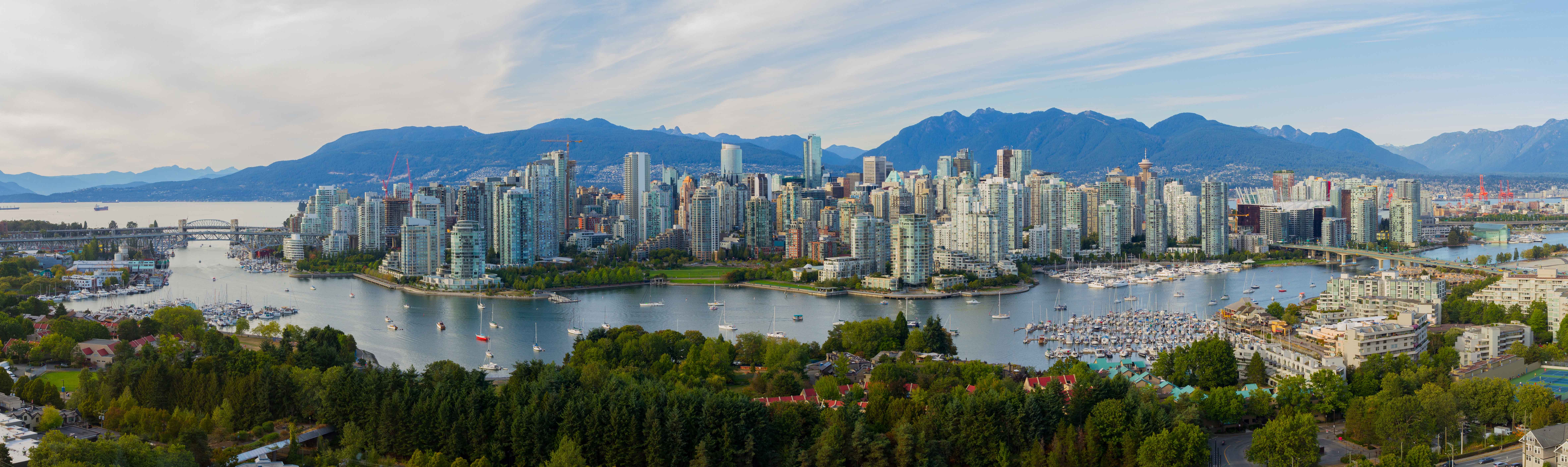 Skyline von Vancouver, Kanada und Logistikdrehscheibe