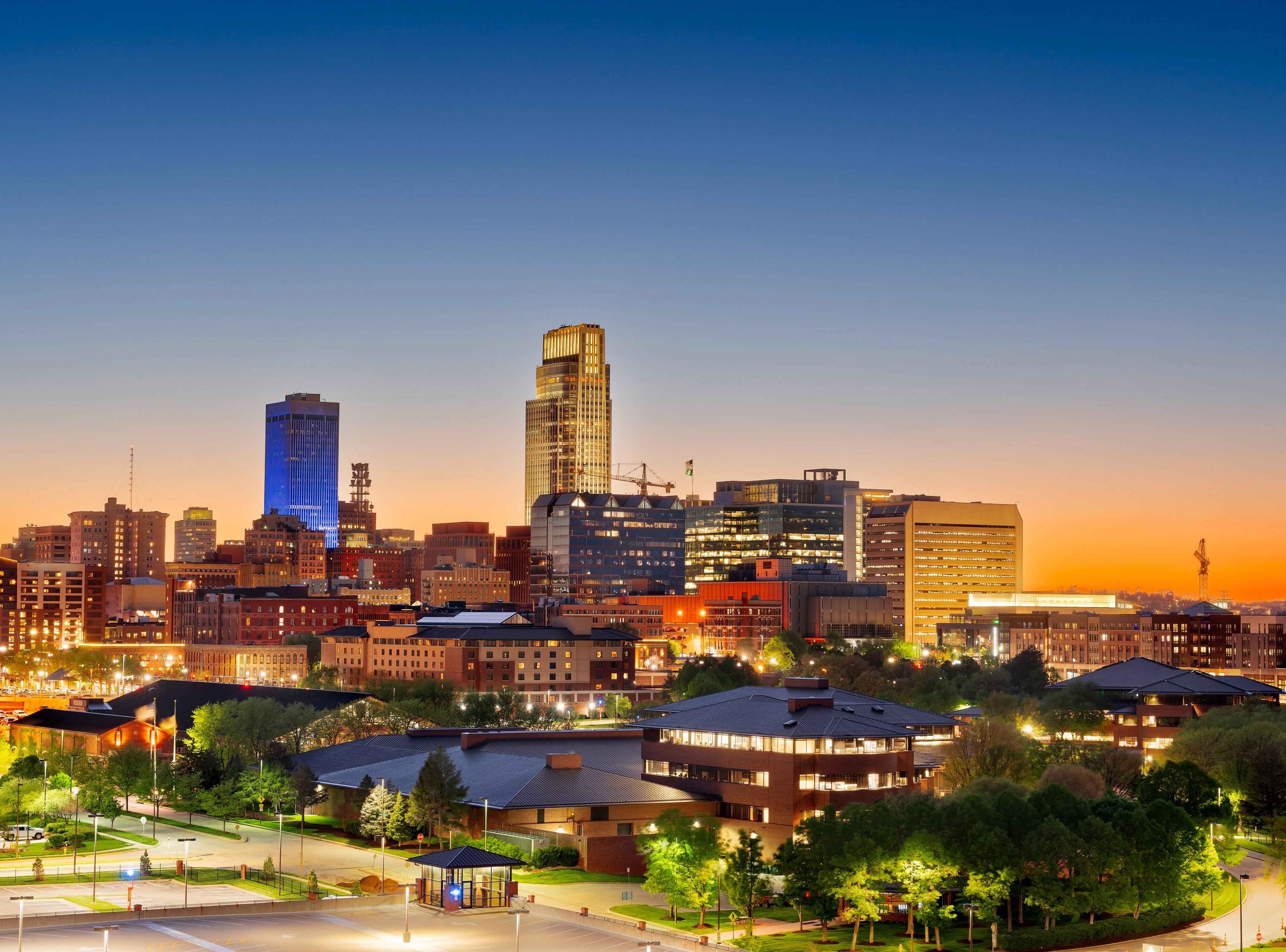 Omaha, Skyline der Vereinigten Staaten und Logistikdrehscheibe