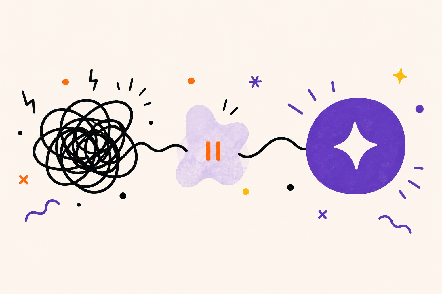 From chaos to clarity with fun lines and something that looks like the google gemini logo as the outcome