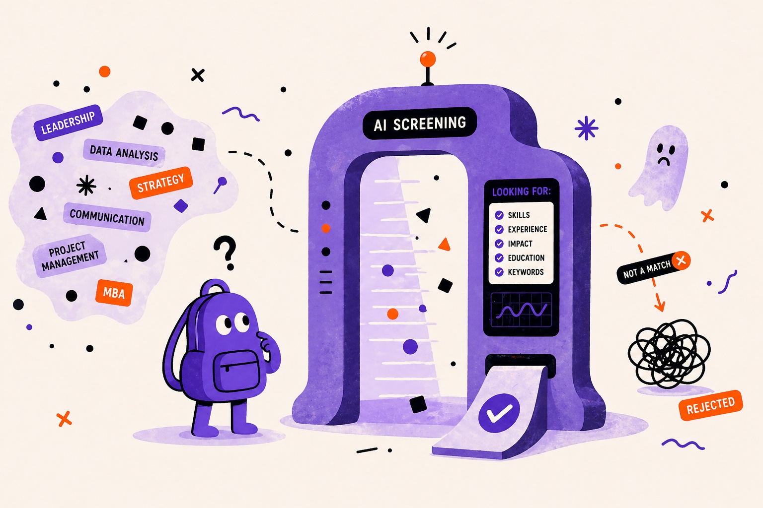 AI resume screening process illustrated. Tracky is doing himself a confuse.