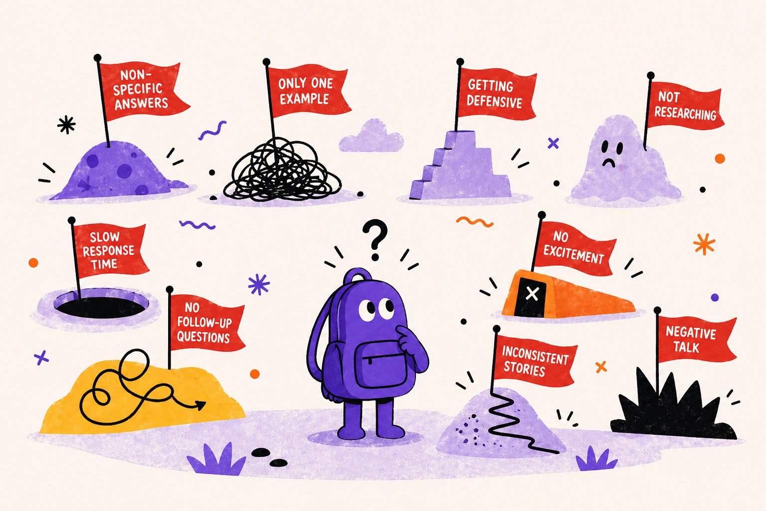 Interview red flags on whimsical landscape