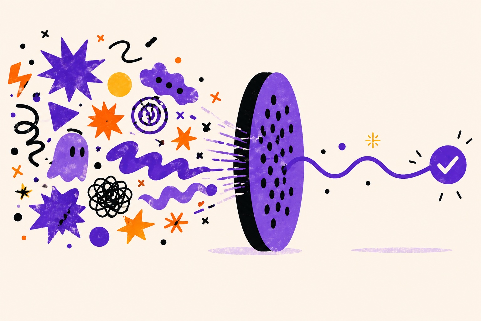 Noise to signal transformation through a button that fell off your pants