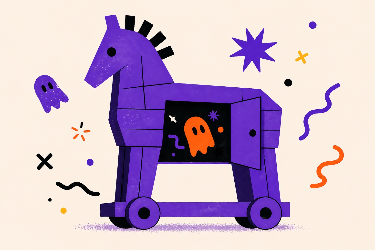 Purple Trojan horse with hidden threat