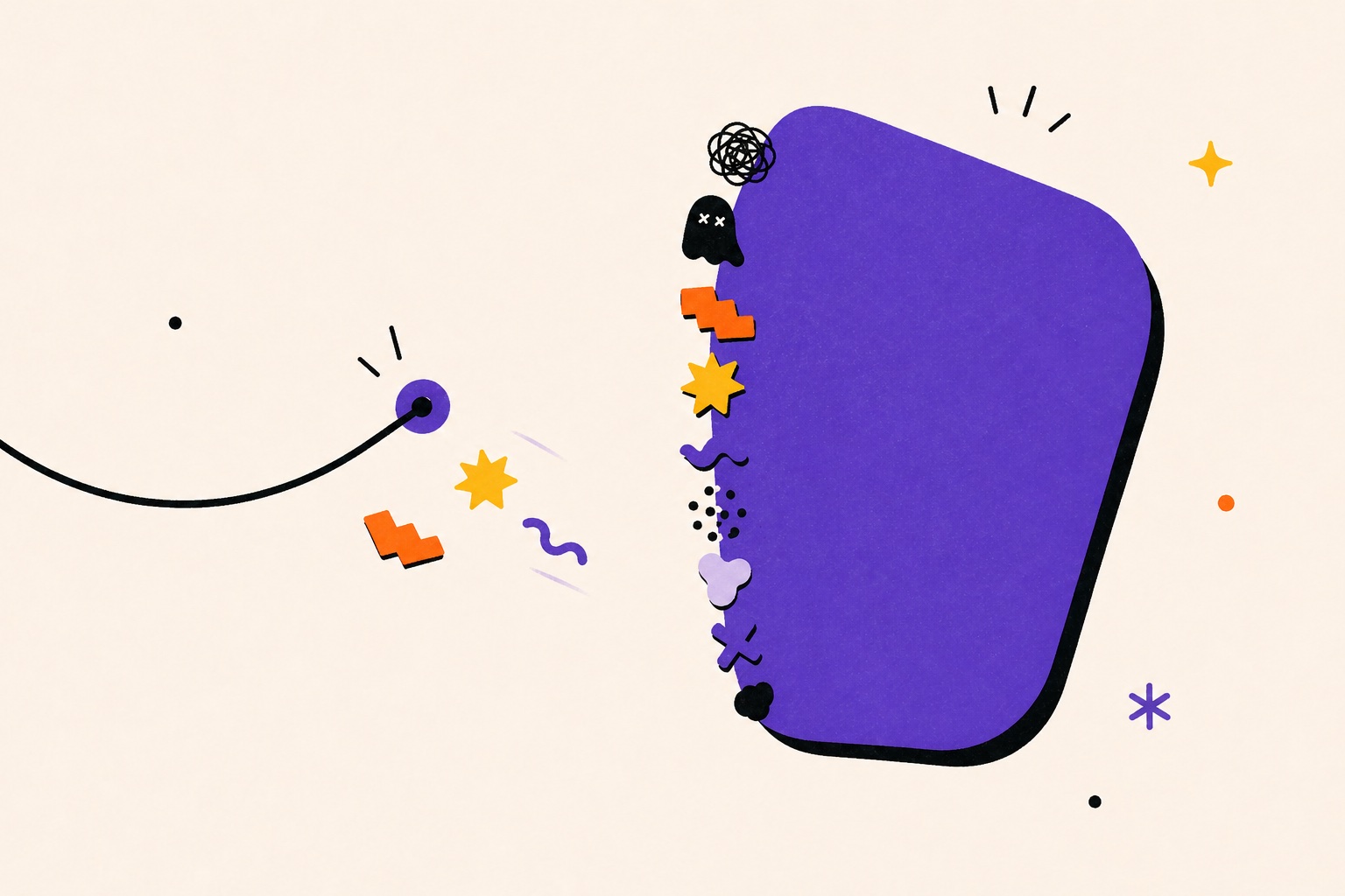 Playful resume abstraction in purple and black with barnacles