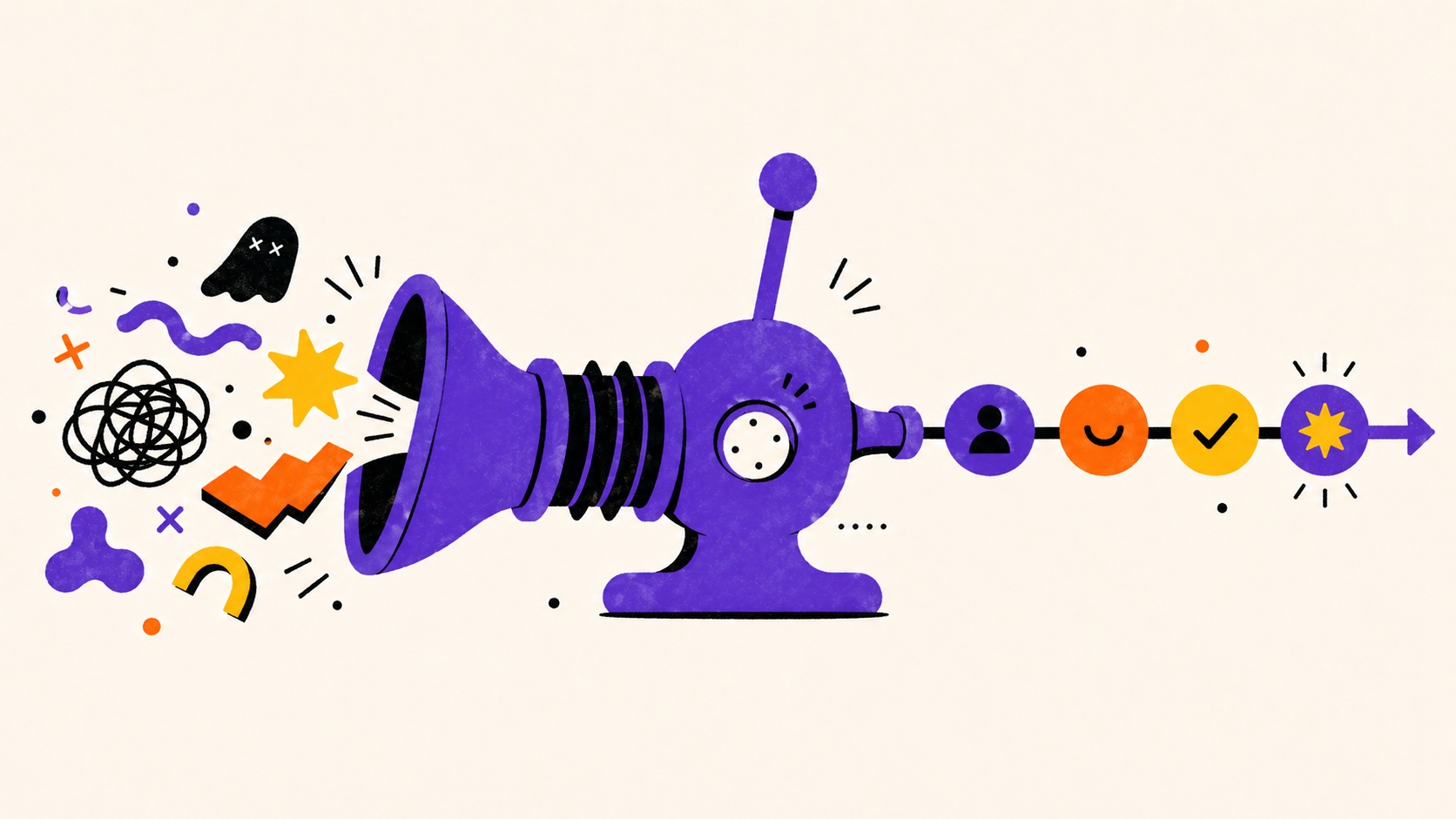Fancy plunger turning chaotic inputs, smooth output process