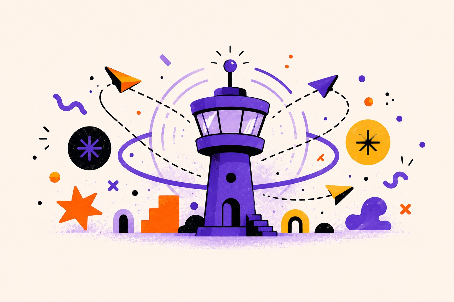 Playful control tower in abstract design - take control of your job search