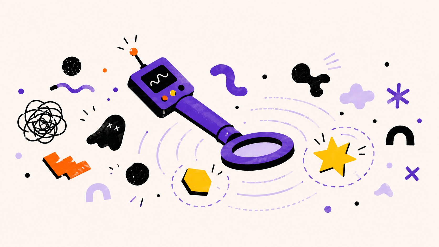 Abstract treasure hunt with scanning tech
