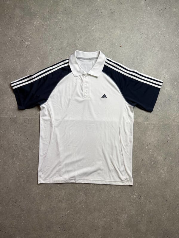 ADIDAS BLACK/WHITE JERSEY POLO