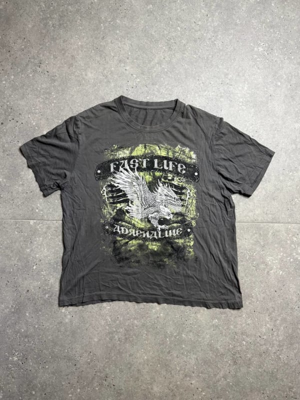 Y2K FAST LIFE ADRENALINE GREEN GRAPHIC TEE