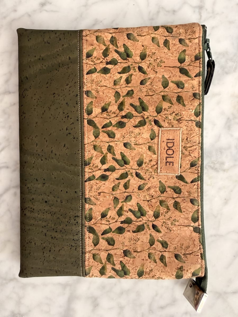 POCHETTE FEUILLES/KAKI