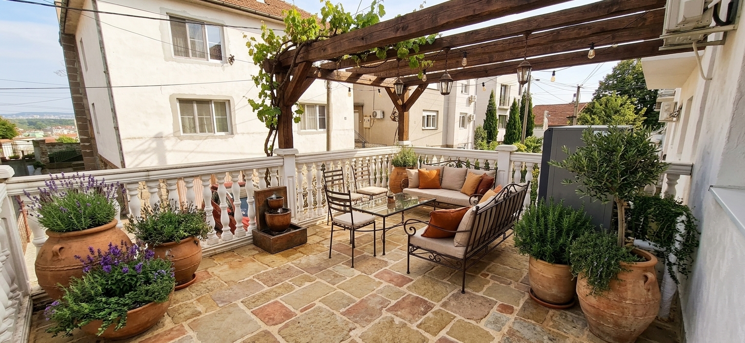 Mediterranean Outdoor & Garden — AI render by MyHomeStyler