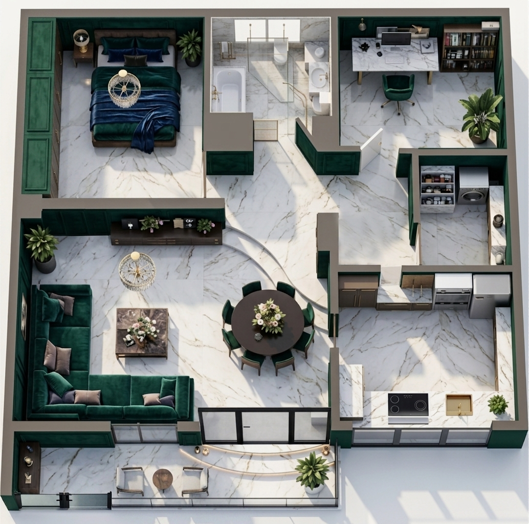 Luxury 3D Floor Plan — AI render by MyHomeStyler