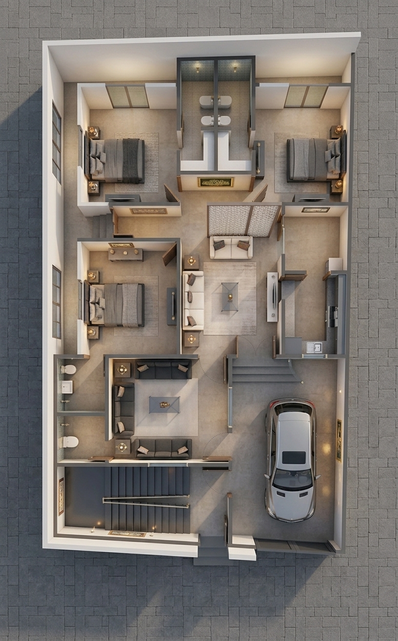 Modern 3D Floor Plan — AI render by MyHomeStyler