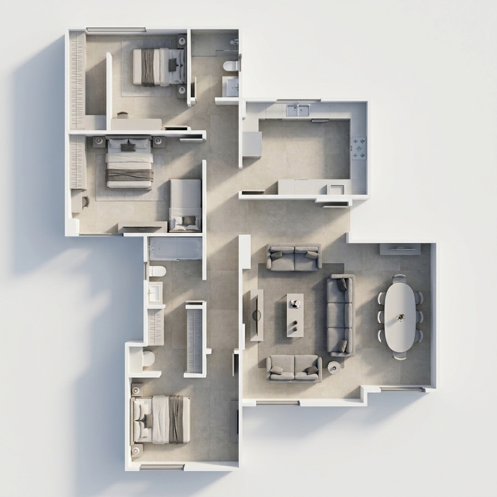 Modern 3D Floor Plan — AI render by MyHomeStyler