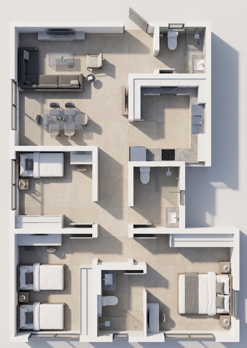 Modern 3D Floor Plan — AI render by MyHomeStyler