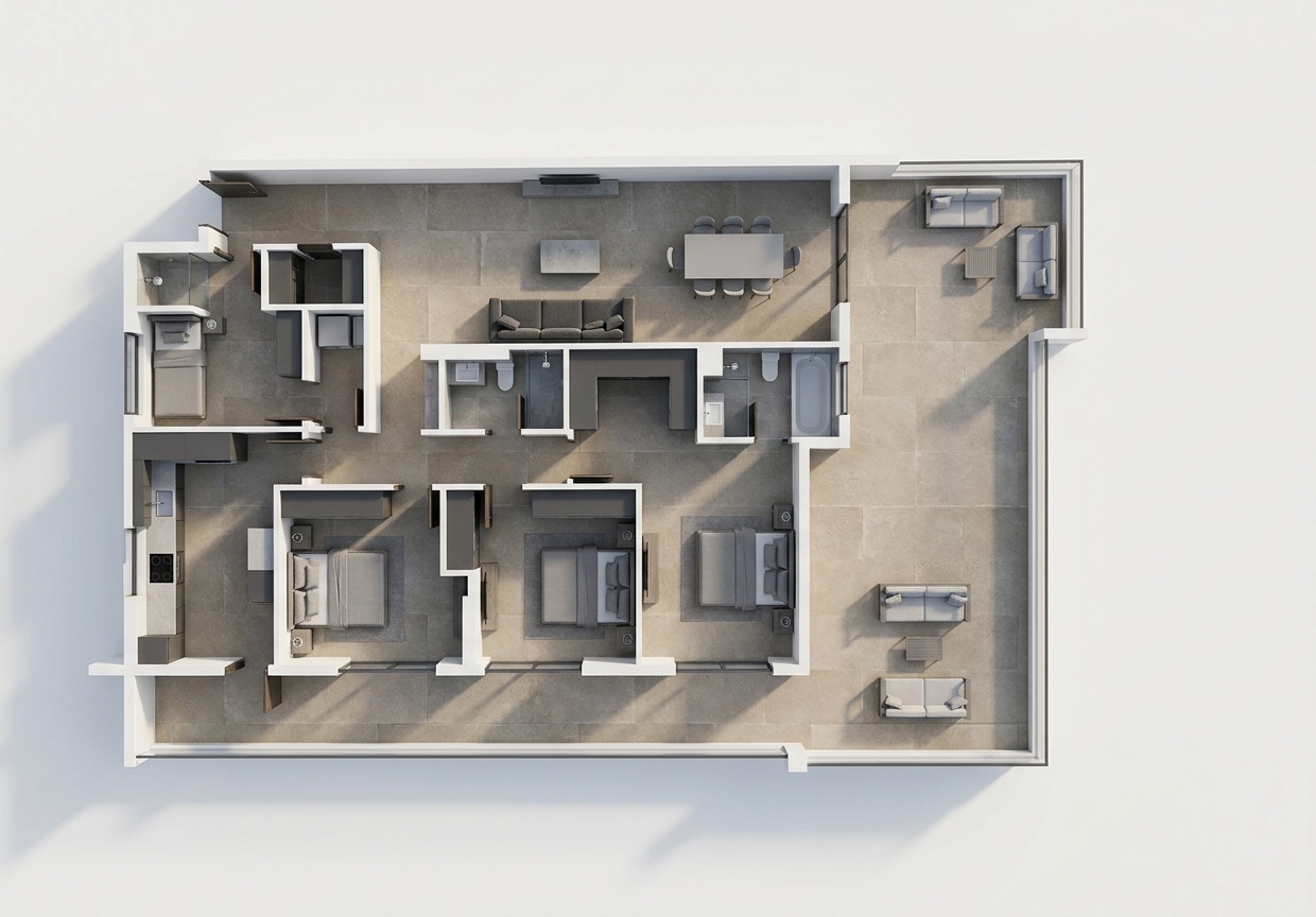 Modern 3D Floor Plan — AI render by MyHomeStyler