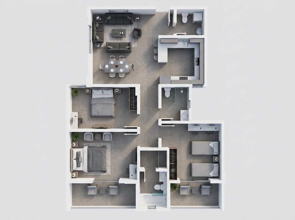 Modern 3D Floor Plan — AI render by MyHomeStyler