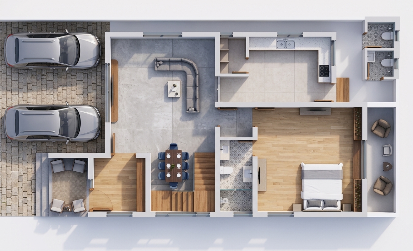 Modern 3D Floor Plan — AI render by MyHomeStyler