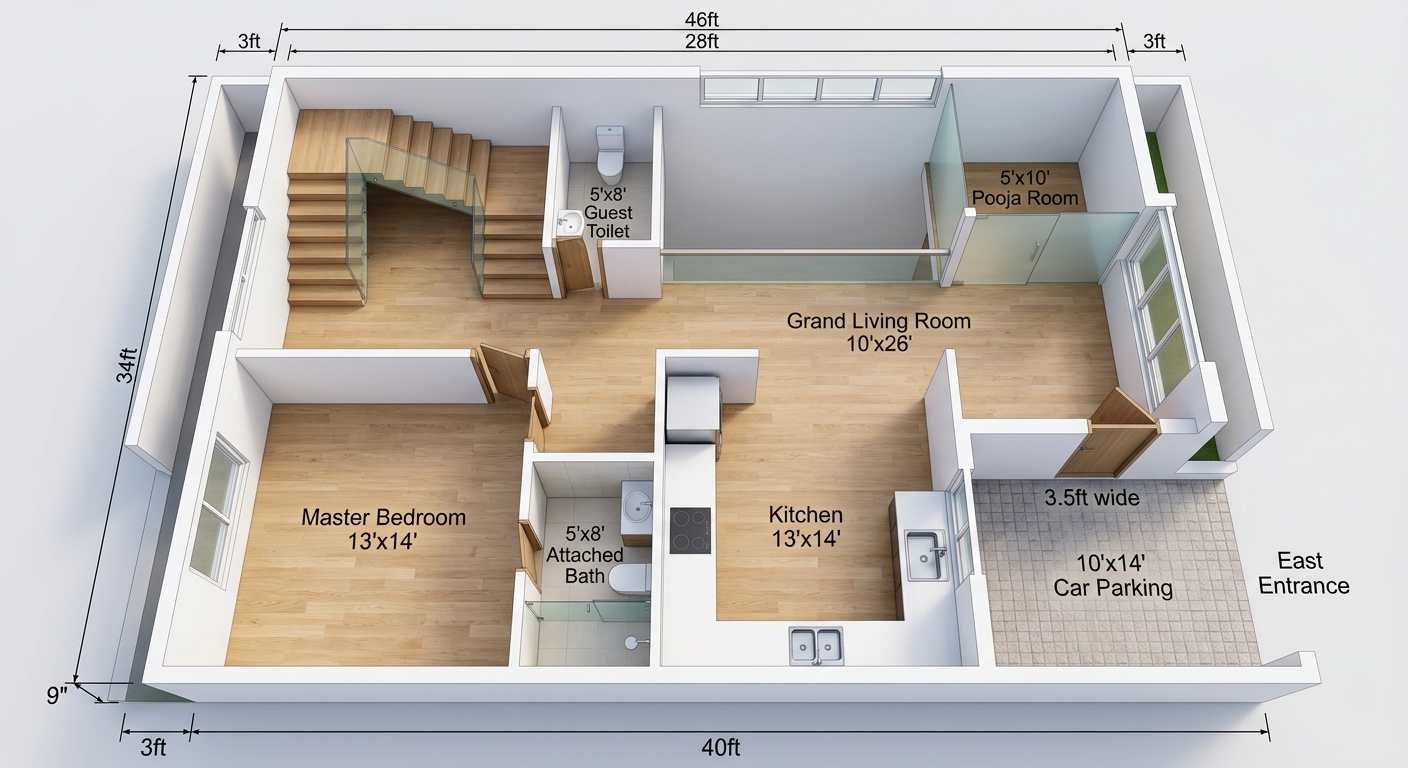 blueprint Floor Plan — AI render by MyHomeStyler