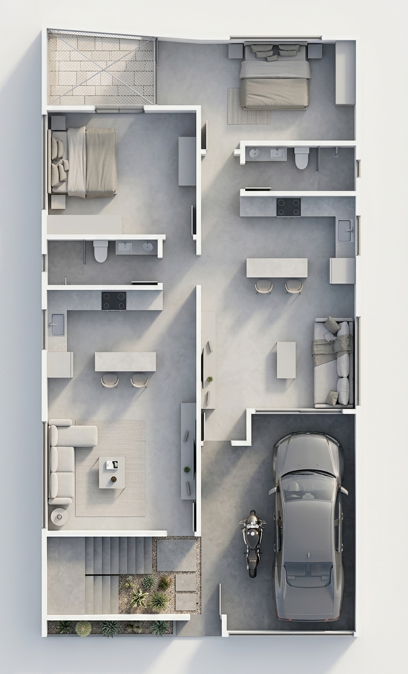 Modern 3D Floor Plan — AI render by MyHomeStyler
