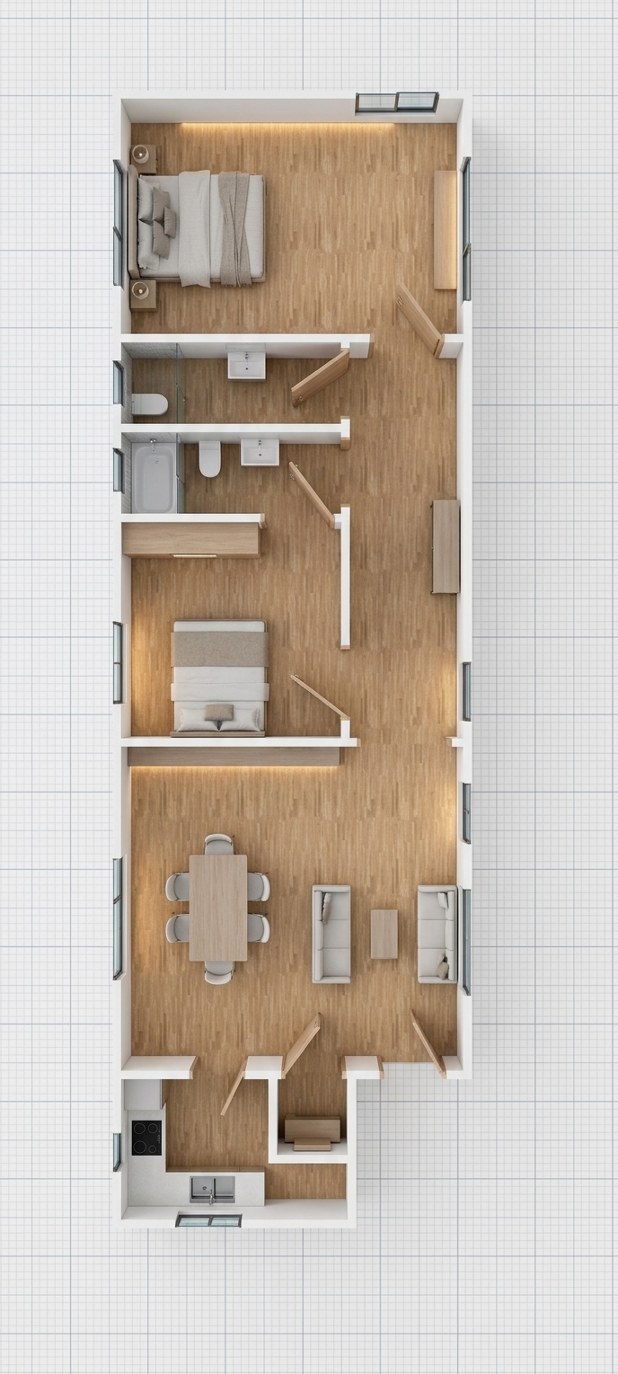 Modern 3D Floor Plan — AI render by MyHomeStyler