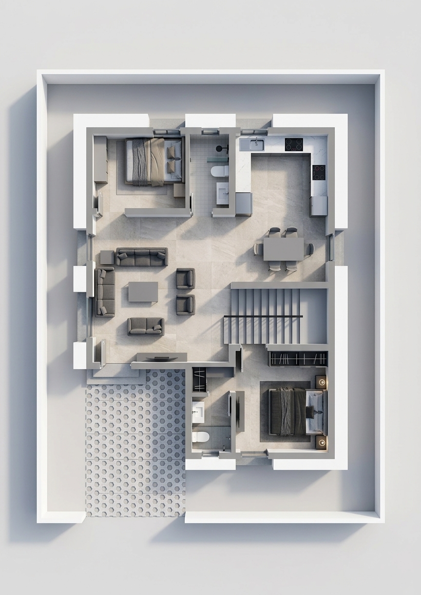 Modern 3D Floor Plan — AI render by MyHomeStyler