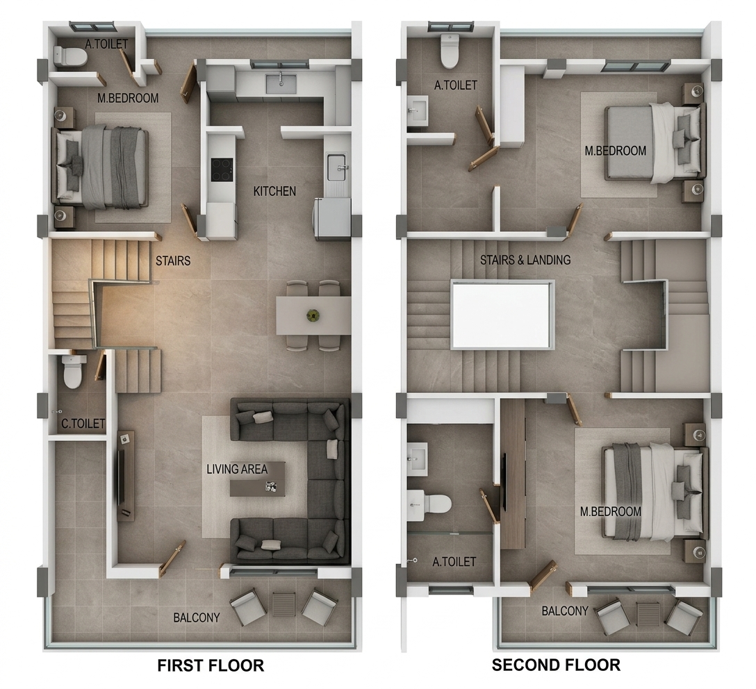 Modern 3D Floor Plan — AI render by MyHomeStyler